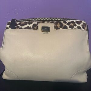 Furla Cream Bag with Leopard Print Calf Hair